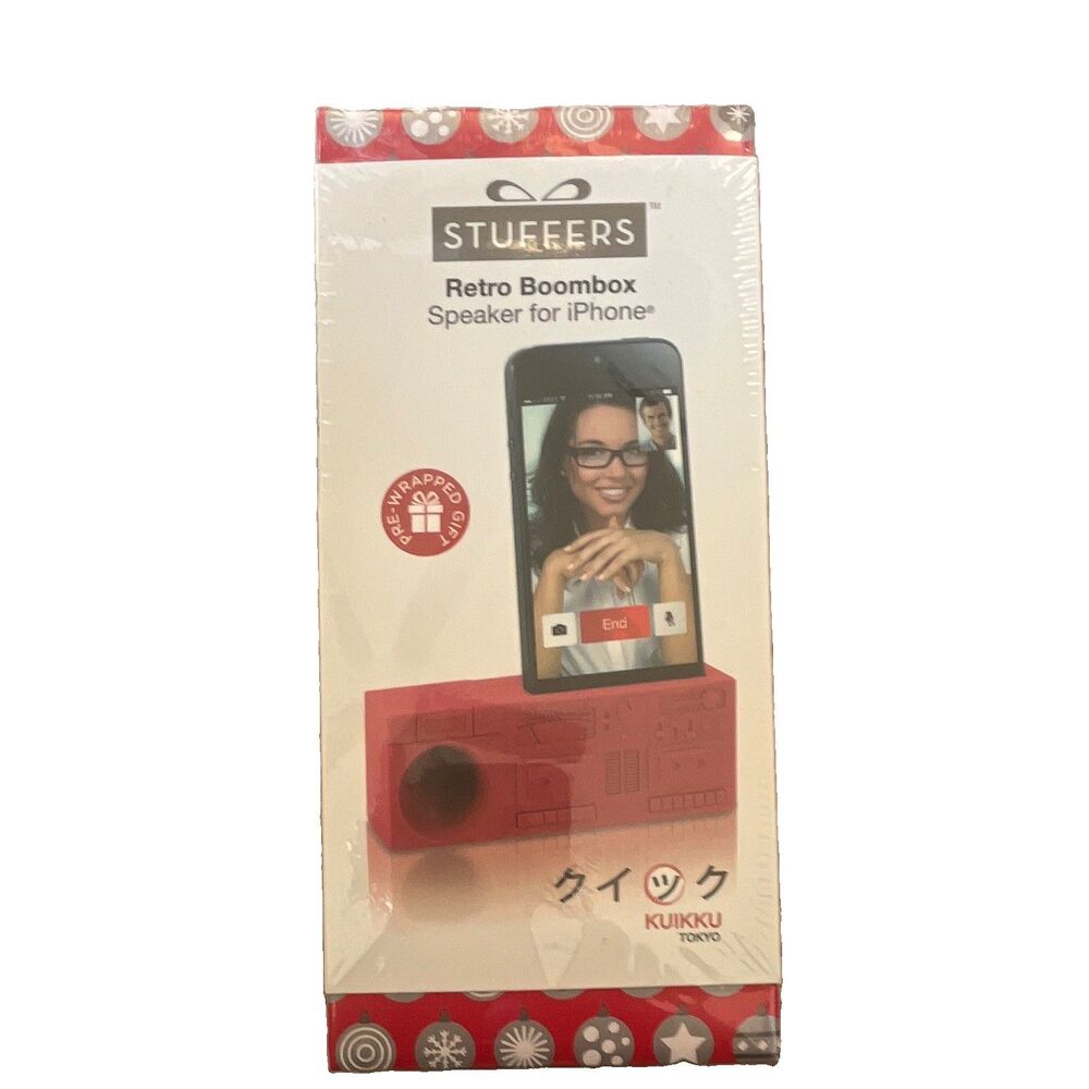 Stuffers Retro Boombox Portable Speaker Dock Red Hands-Free Amplifier